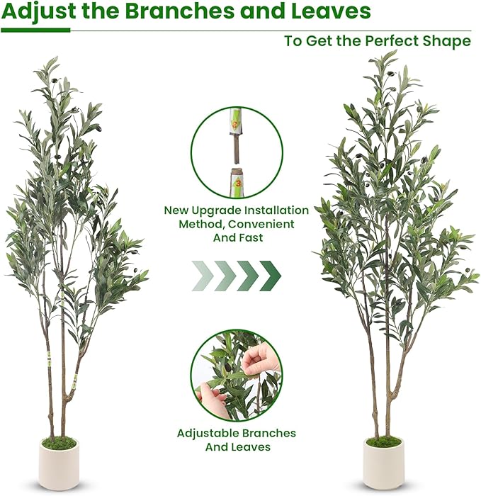 Alupssuc 5ft Olive Trees Artificial Indoor & Outdoor, Faux Olive Tree with Lively Artificial Trunk and Lifelike Fruits, Fake Potted Tree for Modern Home Office Living Room Decor