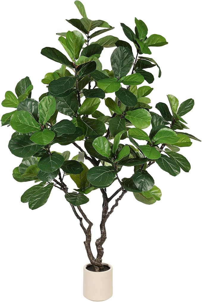 Fiddle Leaf Fig Tree 8ft - Extra Large Faux Fiddle Leaf Fig Tree with White Planter- Fig Tree with 108 Fiddle Leaves, Realistic Fiddle Leaf Fig Tree Artificial Indoor for Home Office Decor