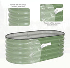Galvanized Raised Garden Bed - 4x2x1.4FT Metal Planter Boxes Outdoor | Oval Steel Raised Bed Kit for Gardening with Protective Tape, Gloves for Vegetables, Flower, Herb (Green)