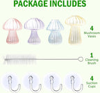 Bunmery Window Propagation Stations, 4 pcs Colored Mushroom Plant Propagation Station with Suction Cups, Easy to Install Window Hanging Planer, Indoor No Nails Glass Vase Terrarium for Plants&Flowers