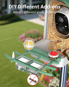 Bird Feeder with Camera, 2K Smart BirdCamera with Solar Powered, AI Identify Birds Species, Instant Arrival Alerts, 2.4Ghz WiFi Bird House for Outdoors, Ideal Gift for Family and Bird Lovers (Green)