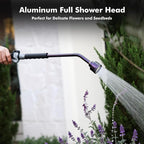 RESTMO Heavy Duty Full Metal Long Watering Wand, 24 Inches Gentle Soft Full Shower Sprayer Wand with Flow Control, Hose Wand for Hanging Baskets, Shrubs, Plants, Flowers, Garden and Lawn, Purple