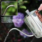 OFFIDIX Watering Can for Indoor Plants,Long Spout Metal Stainless Steel 21 oz Watering Can with 14 oz Glass Plant Mister Spray Bottle for House Plant Bonsai