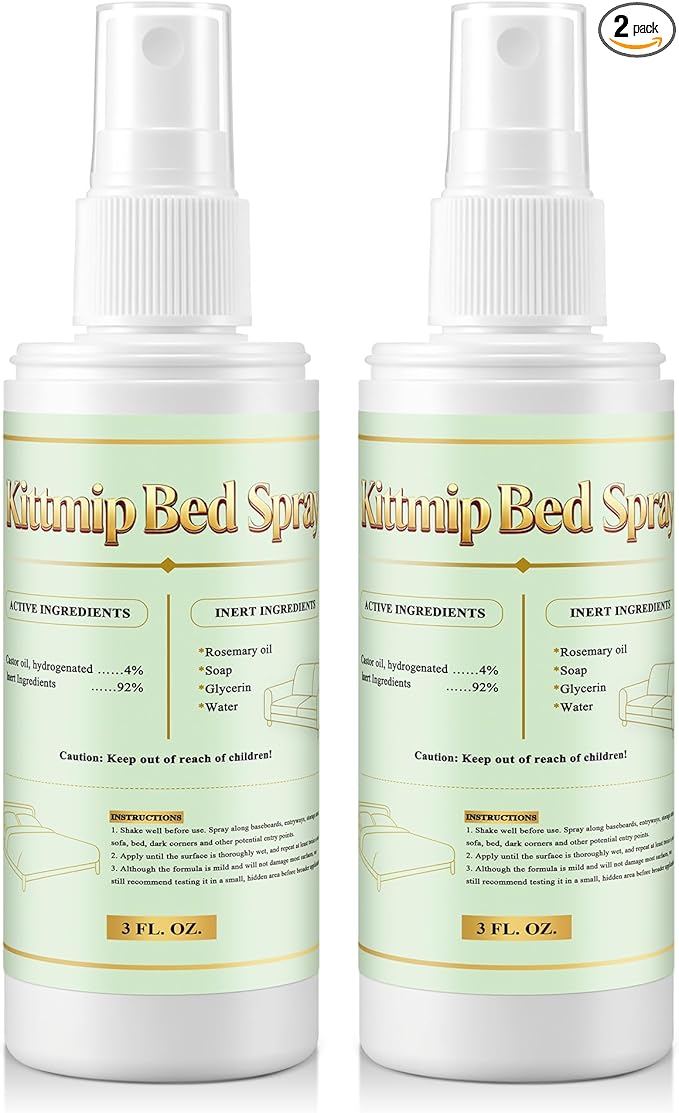 Bed Bug Spray Natural Travel Spray Child & Pet Safe - Plant Based Bed Bugs, Lice, Mite Treatment, Stain & Odor Free Control, Compact Travel Size for Hotels, Suitcase, Backpack, Shoes, 3oz, 2 Pack
