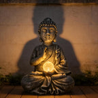 Suyorpe Buddha Statue Outdoor Statues with Solar Lights - Sitting Buddha Figurine for Garden, Zen Decor for Garden,Home, Patio, Lawn,Yard Balcony