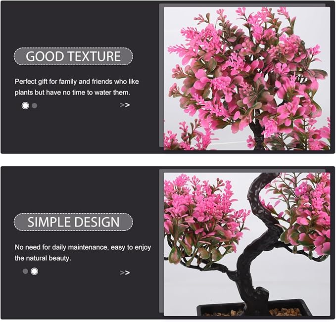 Artificial Bonsai Tree, Fake Potted Bonsai Plants Decoration, Simulation Faux Plants Decor, Desktop Realistic Welcoming Pine Ornament for Home Office Entryway Chests Decor, Pink