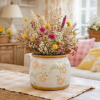 Vintage Ceramic Flower Pots - Indoor Outdoor Planters with Drainage Holes & Filter Screen, 6.5’’& 9’’ Rustic Farmhouse Decorative Plant Pots for Garden/Patio