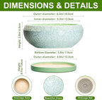 Succulent Pot 6 Inch - Ceramic Bonsai Pots Indoor Outdoor, Shallow Plant Pots with Drainage Hole and Saucer, Small Bonsai Planter, Round Bowl Planter, Desk Decor, Housewarming Gifts, Green