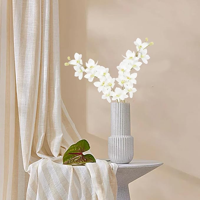 IPOPU White Orchid Artificial Flowers 5 Pcs Real Touch Orchids with Stem for Vase Wedding Party Table Centerpiece DIY Home Office Decor