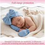 8 Sets Newborn Baby Girl Hats & Mittens, Cotton Preemie Hospital Bow Cap, No Scratch Gloves,Infant Beanies 0-3 Months