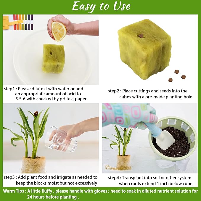 Legigo 1 Inch Rockwool Cubes Seed Starter Plugs for Hydroponics, RockWool Planting Grow Cubes for Hydroponic Tower Garden Soilless Cultivation Plants Germination Cutting Clone (6 Sheet, 300 Plugs)