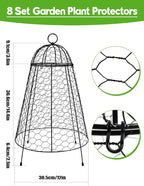Kalolary 8 Packs Plant Protectors from Animals, 20.5'' x 12 Large Wire Plants Cage Metal Garden Protection Chicken Wire Cloche with Stakes for Keeping Bunny Squirrels & Pets Out(Bell)