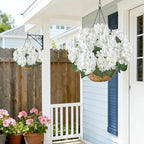 AGIRL 3 Bundles White Artificial Hydrangea Flowers for Outdoors, UV Resistant Lifelike Faux Flowers for Spring Indoor Outdoor Garden Patio Porch Balcony Home Decoration Wedding Party Centerpieces