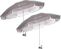 AMMSUN XL Chair Umbrella with Universal Clamp Adjustable 47 inches and 360-degree Swivel UPF 50+, Portable Clamp on Camping or Beach Chair, Stroller, Wheelchair, Golf cart, Grey, 2 PACK