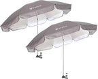 AMMSUN XL Chair Umbrella with Universal Clamp Adjustable 47 inches and 360-degree Swivel UPF 50+, Portable Clamp on Camping or Beach Chair, Stroller, Wheelchair, Golf cart, Grey, 2 PACK
