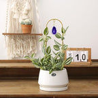 2PCS Small Gold Trellis for Climbing Plants Indoor, Mini Metal Houseplant Climber Support for Potted Plants, Boho Decorative Pot Lattice with Agate for Hoya, Pothos, Ivy, Philodendron