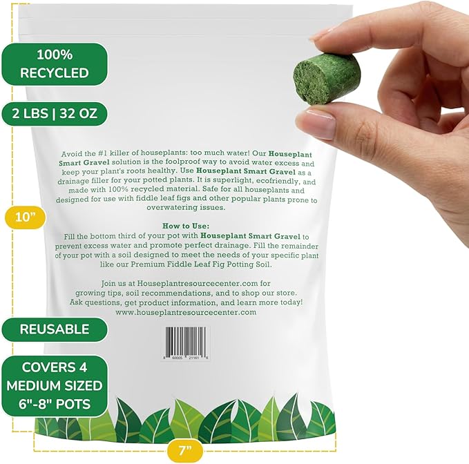 Houseplant Smart Gravel – Improve Drainage, Prevent Overwatering & Root Rot, Support Strong Roots | Eco-Friendly & Reusable Drainage Rocks for Potted Plants | Sustainably Recycled Ocean Plastic | 32oz