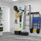 UUP 32 Inches Garage Storage, Garage Organization, Wall Mount Garden Tool Organizer, Max 300lbs Adjustable Metal Hooks, Yard Shed Hanging Rack, Heavy Duty Shelving for Rake Broom Mop Snowboard