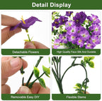 Artificial Flowers for Outdoors Fake Plants Spring Summer Decoration, 12 Bundles Faux Petunias UV Resistant Realistic Silk Flower for Outside Planters Patio Porch Yard Window Box (Double Purple)