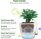 UOUZ 12 inch Large Self Watering Pots, Plastic Planters with 60oZ Removable Deep Reservoir and Multi Mesh Drainage Holes for Indoor Outdoor Garden Plants and Flowers, White with Brown