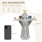 Angel Garden Statue with 5 Birds Solar Lights, Resin Cherub Figurine Outdoor Decor for Garden Porch Yard, Gift for Women, Teacher, Mother, Birthday Housewarming