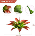 Ttranewsoo Artificial Agave Plants,Large UV Resistant Fake Agave Planters 12" for Indoor and Outdoor Decorating Tropical Plant Succulents Greenery Indoor Decor (2Pack, Red)