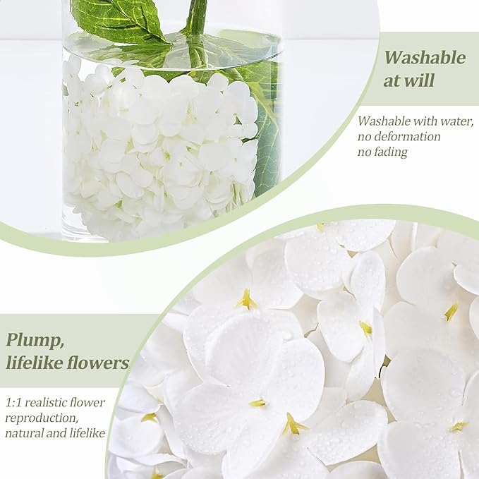 6Pcs Hydrangea Artificial Flowers Realistic Latex Texture for Spring Decoration Home Party Wedding Living Room Decoration 21''White