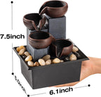 Tabletop Fountain 4 Level Small Waterfall Fountain Indoor Relaxing Water Feature Meditation Fountain for Home Office Bedroom Decoration Including LED Lighting Natural Rocks as Festival Gifts