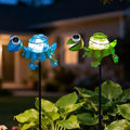 Turtle Solar Garden Lights, 25" H Waterproof Decorative Solar Stake Light, 2 Pcs Outdoor Statues Figurine Lights for Spring Garden Lawn Patio Yard Decoration