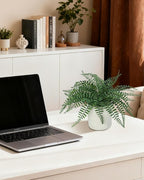 Coferset Fake Fern Small Fake Plant Fern Artificial Plants in Pot Realistic Faux Ferns Indoor for Bathroom Shelf Desk Home Office Kitchen Farmhouse Decor(Gray Pot)