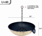 U-nitt 12" Spill Bowl Downspout Catch Basin for Rain Chain Anchoring & Stake | Rainwater Collection for Roof |Gutter Catch Basin | Good for Water Fountain & Birdbath | Black | Handles Heavy Rain
