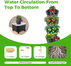 Hydroponic Grow Tower 12 Tiers 60 Holes, 6.6Gal Indoor Vertical Garden System with Water Pump, Automatic Water Circulation - Garden Hydroponic Growing Kit for Leafy Vegetables, Herbs, Strawberries