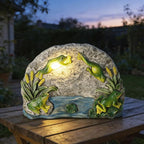 Frog Garden Statue Solar Rock Lights Decor, A Jumping Frog for Patio Pathway Art Housewarming for Yard Decoration Lawn Ornament Gardening Gifts for Women Mom Grandma (Frog)