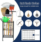 Garden Tool Organizer and Storage, Yard Tool Organizer for Garage Up to 41 Tools, 3-tire Yard Tool Holder Holding Long Handled Tools for Shed Garden Outdoor with Wheels