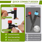 60 Pcs Quick-Connect Drip Irrigation Emitters for 1/4 inch Irrigation Tubing 360 Degree Adjustable Water Flow Drip Irrigation Heads Irrigation Drippers for Potted Plants Flower Raised Bed Vegetable