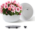 T4U 12 Inch Self Watering Pots for Indoor Plants, 2 Pack Large Plant Pots, Self Watering Planter for Indoor Plants, Durable Plastic Pots (2 Pack,12", White)