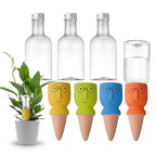 4 Pack Terracotta Watering Spikes, Self-Watering Plant Stakes for Indoor & Outdoor Potted Plants with 12 oz Plastic Bottles for Ideal Auto Watering Devices for Plants During Vacation