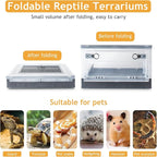 RunDuck Travel Portable Foldable Terrarium Kits for Reptiles -Heat-Resistant Material, Easy to Move with Wheels, Includes Plant, Feeding Bowl, and Carpet for Snakes, Lizards, Tortoises, and Leopard