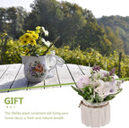 Sewroro Artificial Hydrangea Orchid Bonsai Purple Simulation Potted Plant Small Indoor Decor Living Room Tabletop Faux Greenery Ornament