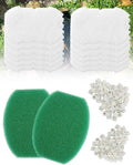 16 Pack Pond Filter Media Kit Compatible with Aquagarden Inpond 5in1 200 Gallon, 12 White Floss Pads, 2 Thick Foam Filters, 2 Bags Ceramic Rings