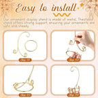 MorningRo 1 Pcs Ornament Display Stand 7.5" Height Ornament Stand Holder Ornaments Hanger Terrarium Bracket Air Plant Holder Hanging Hook for Christmas Home Party Wedding Decoration(Gold)