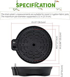 15” Self-Watering Plant Saucer, Capillary Action Theory Auto-Irrigation System, 4-Pack Bases with pH Test Tank & Water Gauge, Heavy Duty for Use in Indoor Grow Tents/Outdoor Gardens