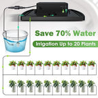 IPOW Upgrade 12 Timer Modes Supports 30 Pots 100% Anti-Siphoning Solar Irrigation System Automatic Watering System for Balcony, Indoor & Outdoor Plants, Garden, and Potted Plants