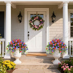 Hommyea Artificial Flowers for Outdoor, 2 Bundles UV Resistant Fake Plants Decoration Realistic Faux Silk Flowers No Fade Plastic Flowers for Outside Planters Home Porch Patio Yard Garden Decor