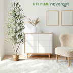 Olive Trees Artificial Indoor, 6FT Tall Faux Olive Tree with Light Kit Moss and Planter, Faux Plants Indoor with Natural Wood Trunk and Lifelike Fruits, Fake Tree for Home Office Living Room Decor