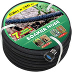 Taisia 5/8" Soaker Hose 75 ft Round Rubber Garden Water Hoses, Heavy Duty Drip Hose for Watering Irrigation, Water Seeper Soaker Hoses for Garden, Lawn and Plants