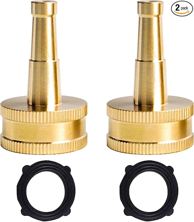 Hourleey 2Pack 2" Jet Sweeper Brass Nozzle for Garden Hose, Heavy Duty Water Hose Sweeper with 3/4" Hose Thread Inlet, for Garden Hose, Car Wash with 2 rubber washers