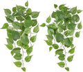 Mkono Fake Hanging Plants, 2pcs Artificial Plants for Home Decor Indoor Fake Vines Greenery for Bedroom Wall Living Room Bathroom Kitchen Office Christmas Decor, Pothos(No Flowerpot)
