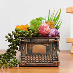 Typewriter Decorative Planter Plant Gift - Desk Decor Succulent Pot for Indoor Plants Typewriter Home Shelf Office Decor Small Flower Pot with Drainage