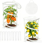 2-Pack Pop Up Plant Covers, Heavy Duty 12"x20" Mesh Plant Cover & Garden Cloche with Ground Stakes, Windproof Plant Protector Tent for Tomato & Strawberry (Protection from Birds & Animals)